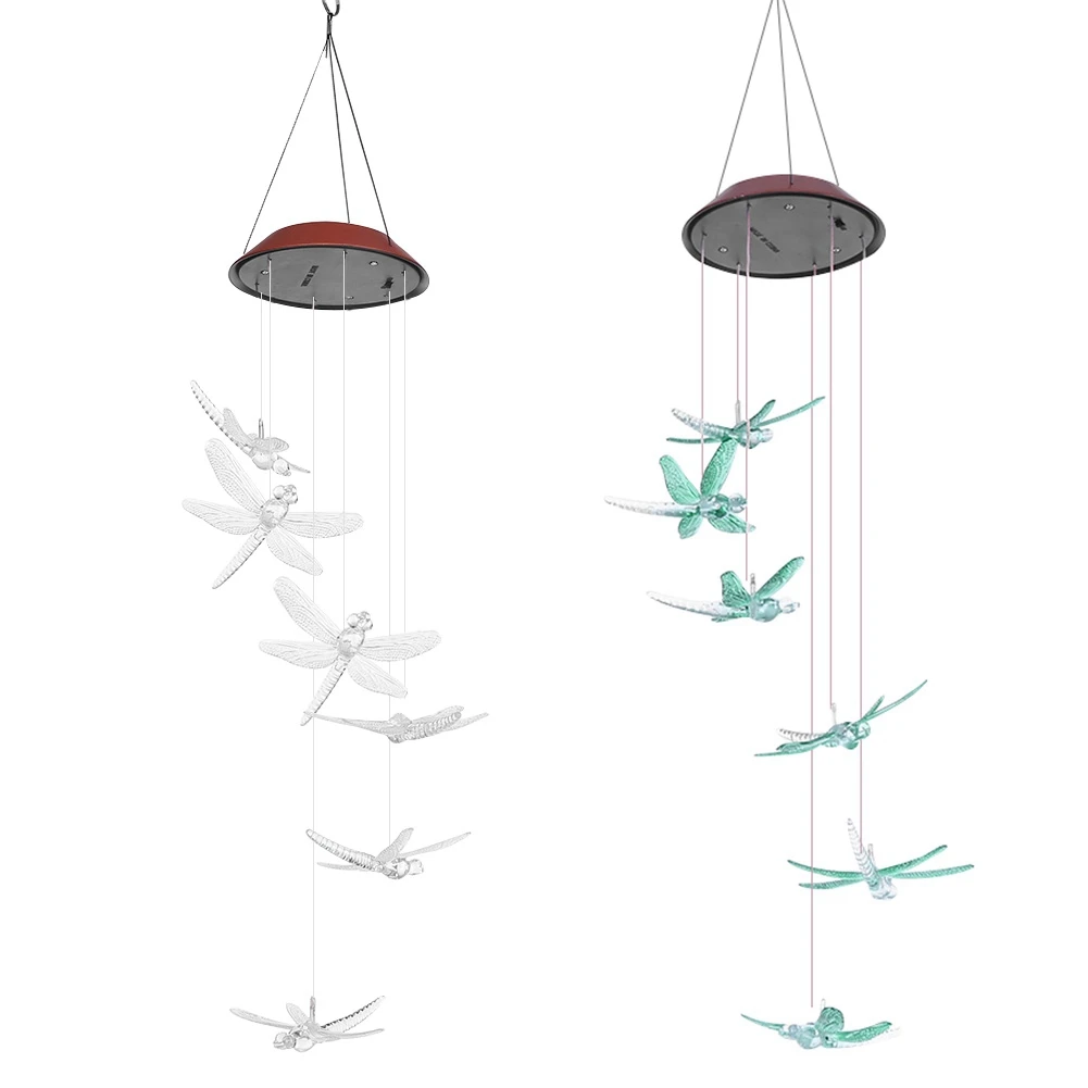 

LED Wind Chime Outdoor Waterproof Solar Panel LED Dragonfly Wind Chimes For Home Garden Decor Light Lamp