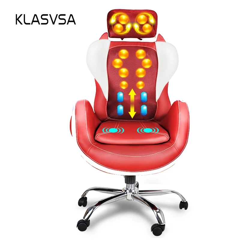 KLASVSA Electric Heating Vibration Back Massage Chair Office Neck
