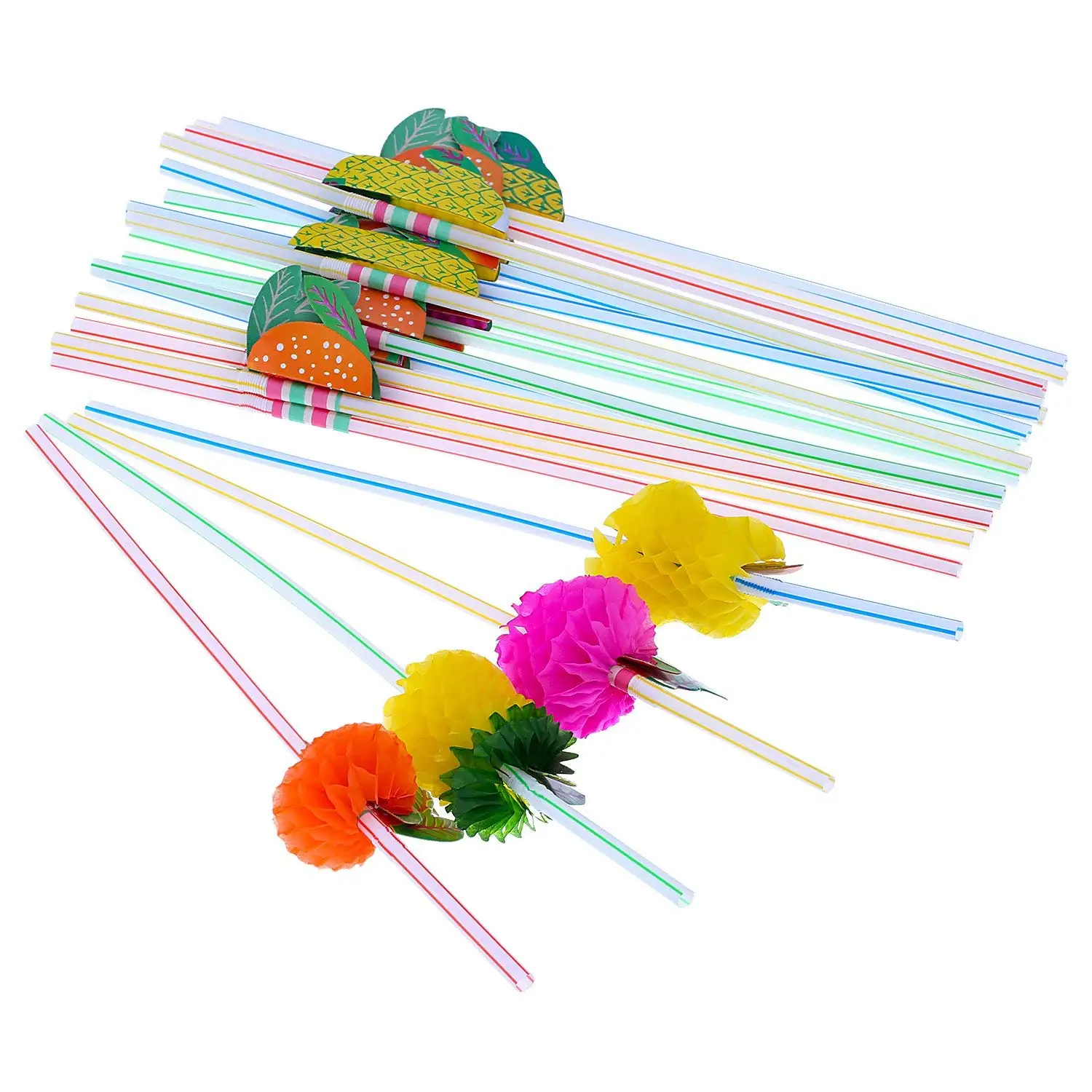 Оформление коктейлей, набор для вечеринок, 50 шт., несколько цветов, соломинки с зонтиками и 50 шт., смешанные цвета, 3D соломинки с фруктами, всего 1 шт