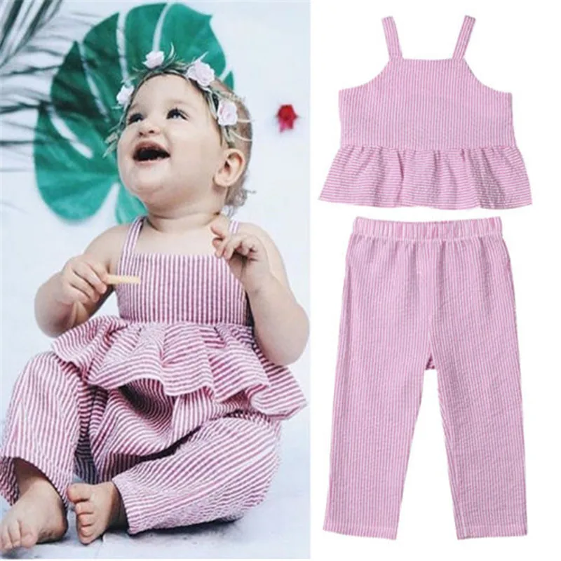 Lovely Baby Girls Summer Clothes Set Fashion Toddler Baby Girl Ruffles