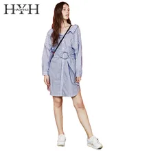 HYH HAOYIHUI Summer Sweet Style Girl Mini Dresses Striped Simple Metal Ring Belt Striped Arc Hem Shirt-dress HYH HAOYIHUI Summer Sweet Style Girl Mini Dresses Striped Simple Metal Ring Belt Striped Arc Hem Shirt-dress