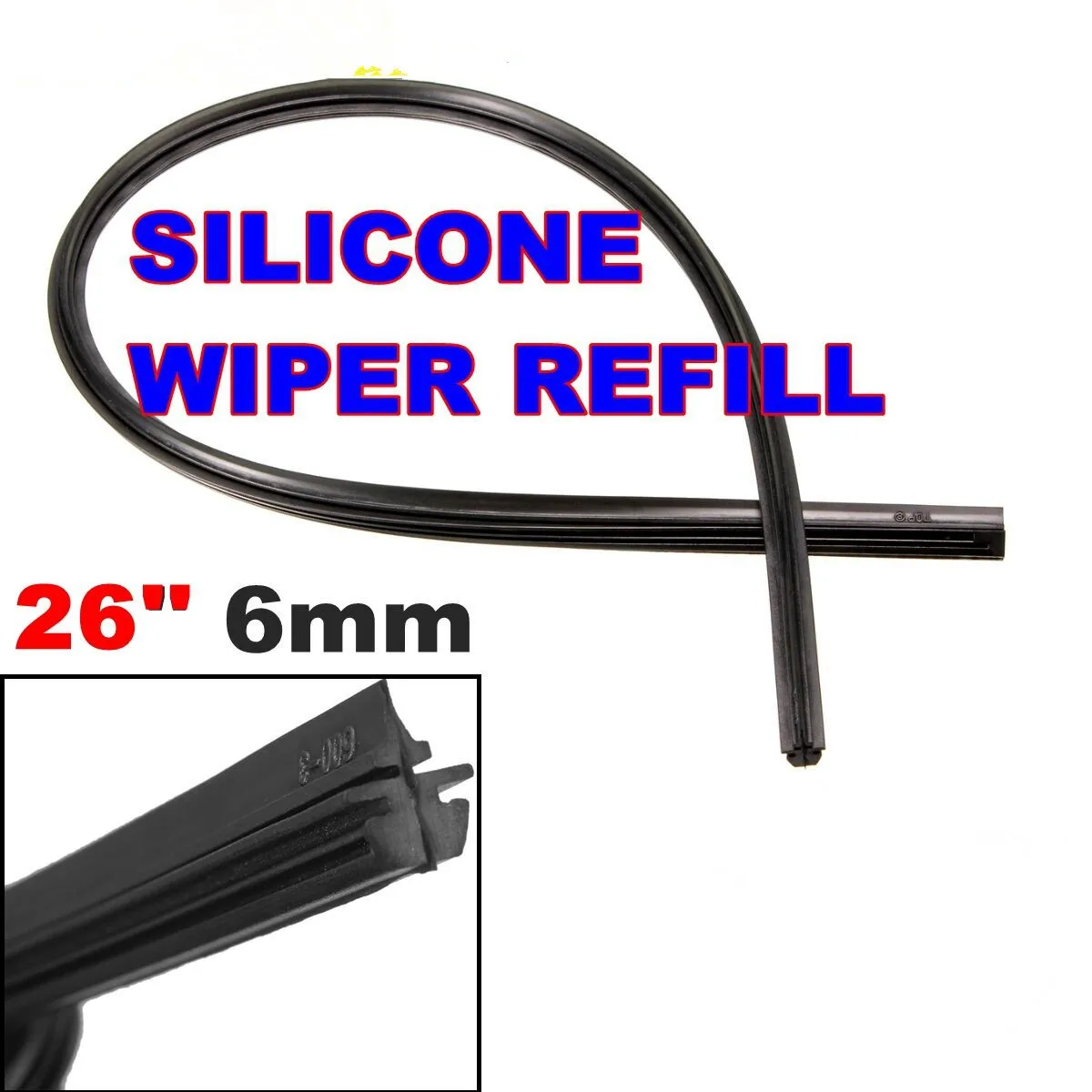 Universal 24 26'' 6mm Car Auto Vehicle Silicone Windscreen Wipers Wiper Blade Refill Black