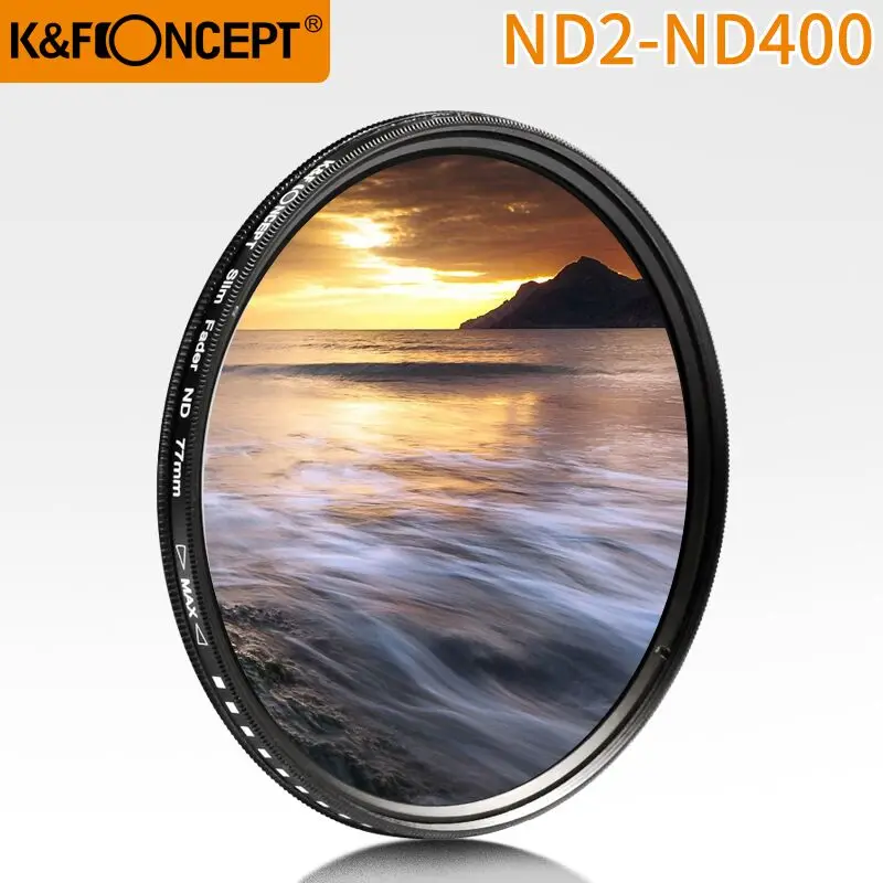 

K&F CONCEPT Adjustable ND2 to ND400 ND Lens Filter 37MM 55MM 58MM 62MM 67MM 72MM 77MM 95MM Slim Fader Variable Neutral Density