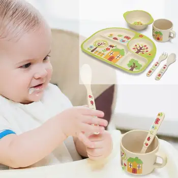 

Kindergarten Cartoon Plate Anti-Skid Bottom Design Cup Bowl Baby Tableware Set Anti-Slip Dinnerware