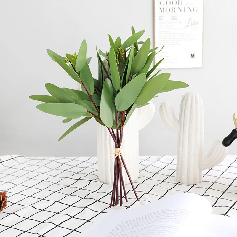 

Artificial Eucalyptus Fake Plants Bouquet Silk Flower Home Room Office Decor