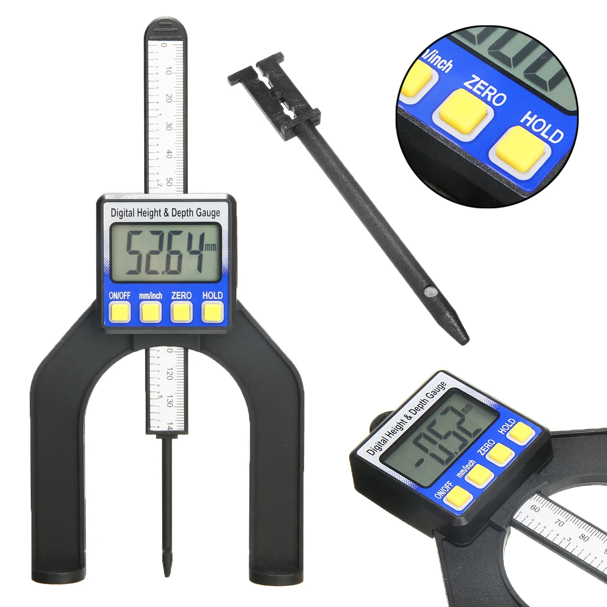 

Black Plastic LCD Digital Height Depth Gauge Slide Caliper Vernier Ruler 0-80mm Measuring With Strong Magnets