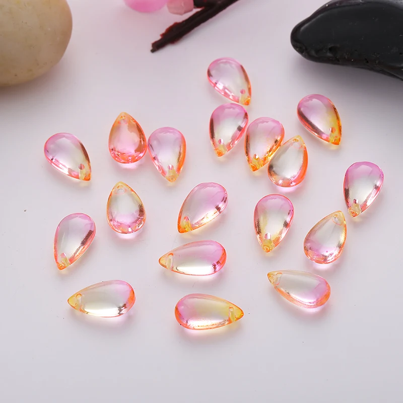 New AB Color Czech Glazed Beads Waterdrop Shape Lampwork Glass Charms Clear DIY Hairpin Bracelet Jewelry Components | Украшения и