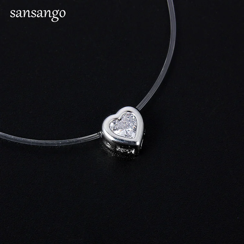 Модное прозрачное ожерелье с подвеской в виде сердечка для женщин и девушек, короткое ожерелье в виде ключицы, ювелирное изделие, подарок