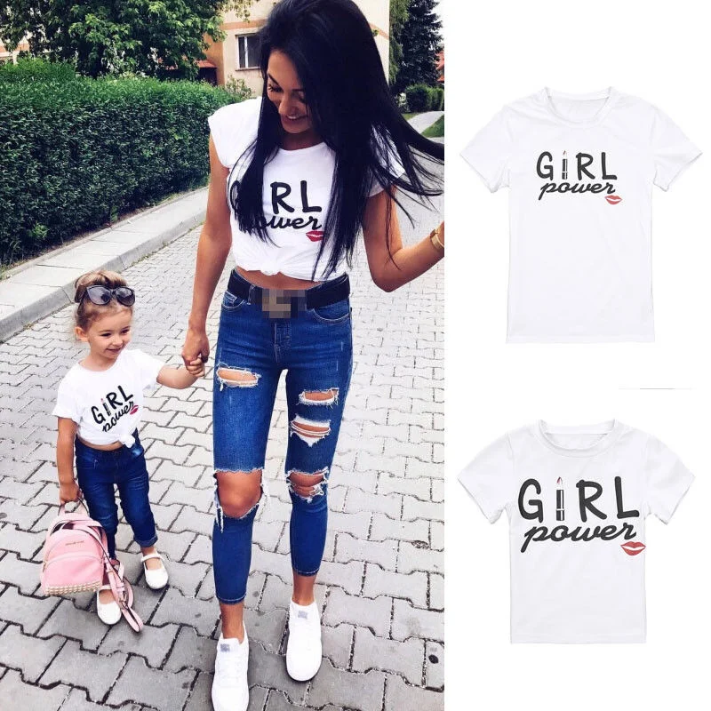 

Hot Summer Costume Mom and Baby Cotton Tees Tops Family Clothes Vacation T-Shirts Family Matching Outfits Cute Kids T-Shirt Set