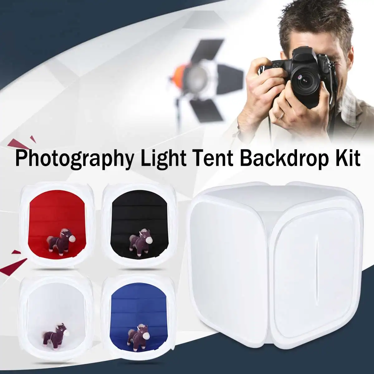 

60cm Portable Photo Studio Softbox Soft Box Photography Light Tent Foldable White Cubic Box Studio Props Kit With 4 Backdrops