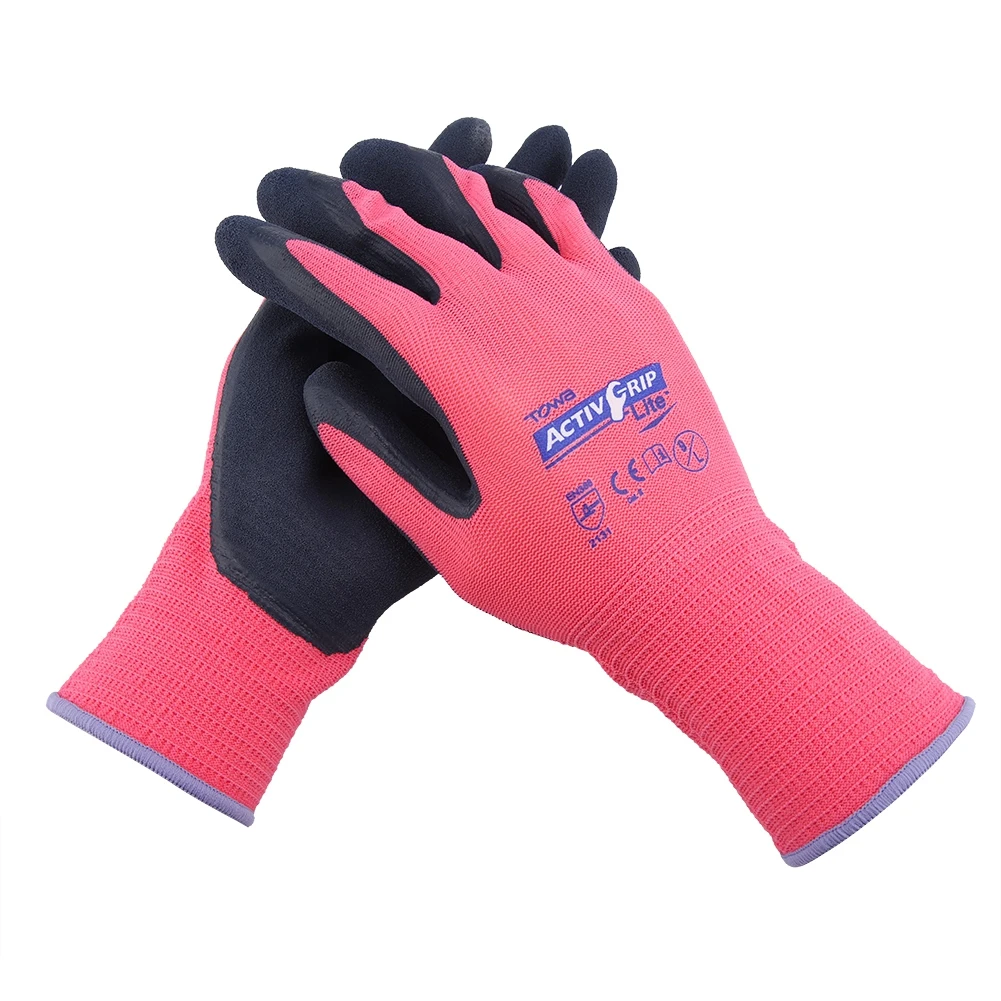 Garden Glove Knitted Nylon with Latex Foam Coated Safety Gloves for Agricultural Work