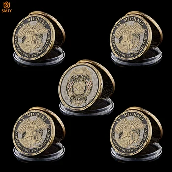 

5Pcs American Phoenix Police Department Enforcement Archangel St. Michael Copper Token Challenge Coin USA Collectibles