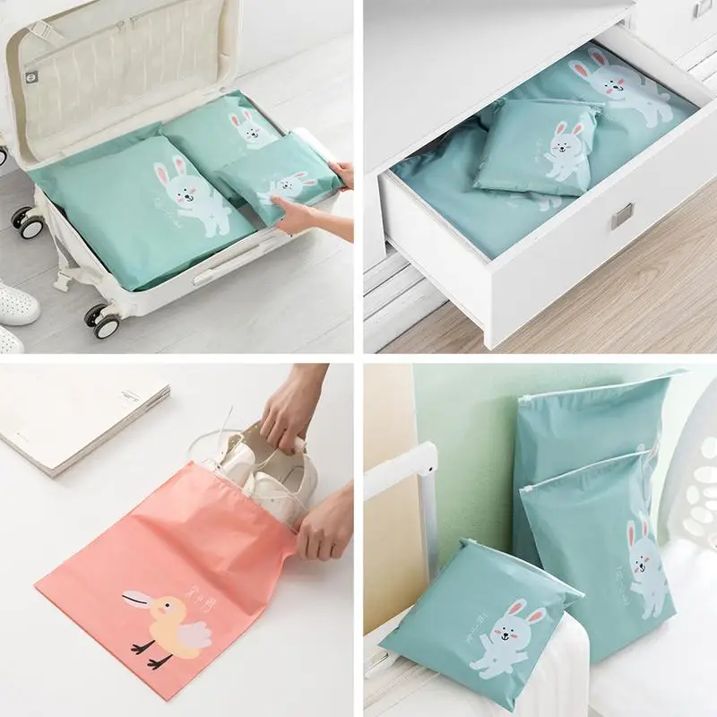 

3PCS/set Cartoon Travel Organizer Clothing Storage Bag Zip Lock Plastic Bags Waterproof Garment Shoe Sock Luggage Bag