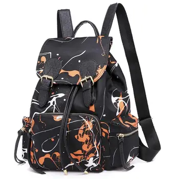 

Casual Graffiti Women's Backpack with Clutch Bag Fashion Nylon School Bag Backpacks For Girls Teens Travel Female Rucksacks