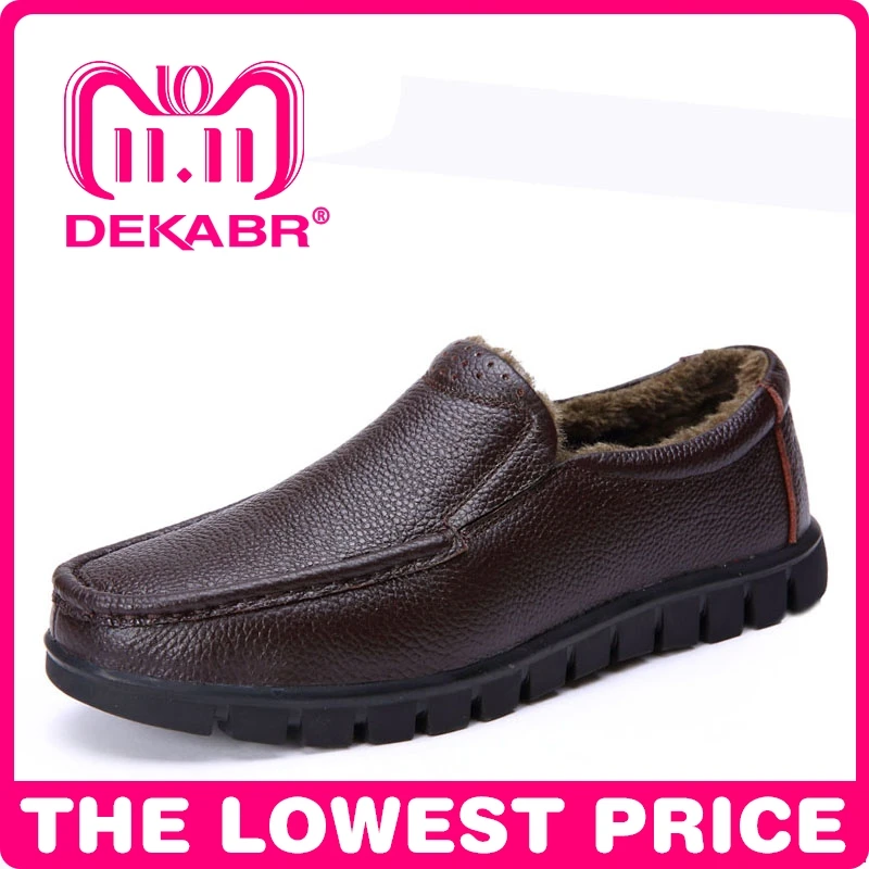 

DEKABR Autumn Winter Genuine Leather Casual Shoes Warm Waterproof Soft Leather Fashion Men Loafers Brand Male Footwear Men Shoes