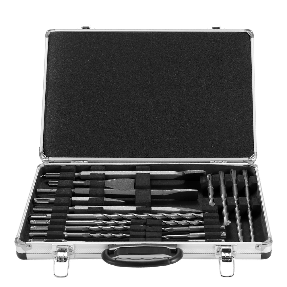 

17pcs SDS Drill Bits and Chisels Set for Electric Rotary Hammers Wall Drilling Tools Electric Hammer Drill Bit Aluminum Box Kit