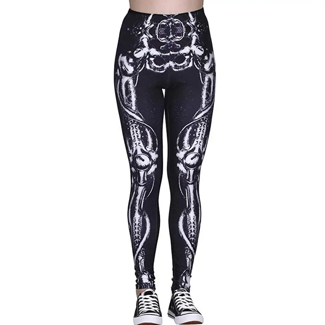 

Full Yoga Plus Elastic Skeleton Pants Length Size Waist Printed Women Compression Leggings Elastic lim Legins