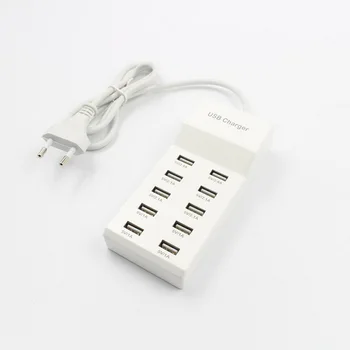 

10pcs Fast Charge 5V/10A 10 Ports 60W Fast USB Charging Desktop Mobile Phone Charger Adapter EU Plug