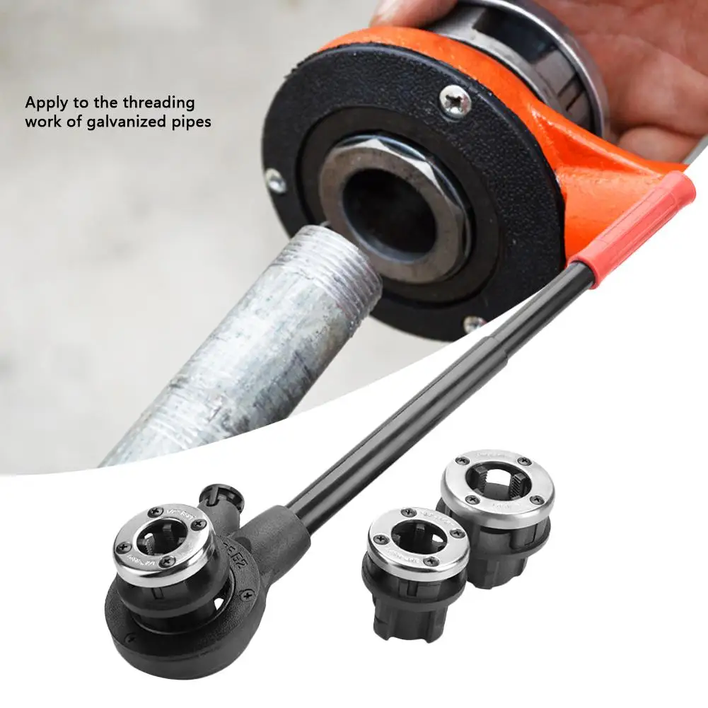 Manual Pipe Threader Threading Machine Kit with 3 Dies Tap Set Pipe Threader Tool