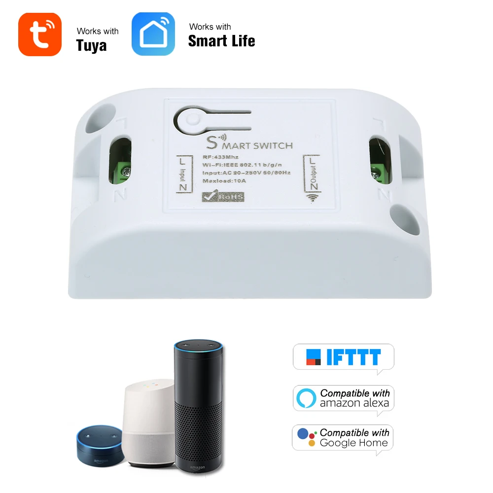 

Wifi Smart Switch 10A/2200W Wireless Remote Switch for APP Control Electric Appliances Universal Smart Home Automation Module