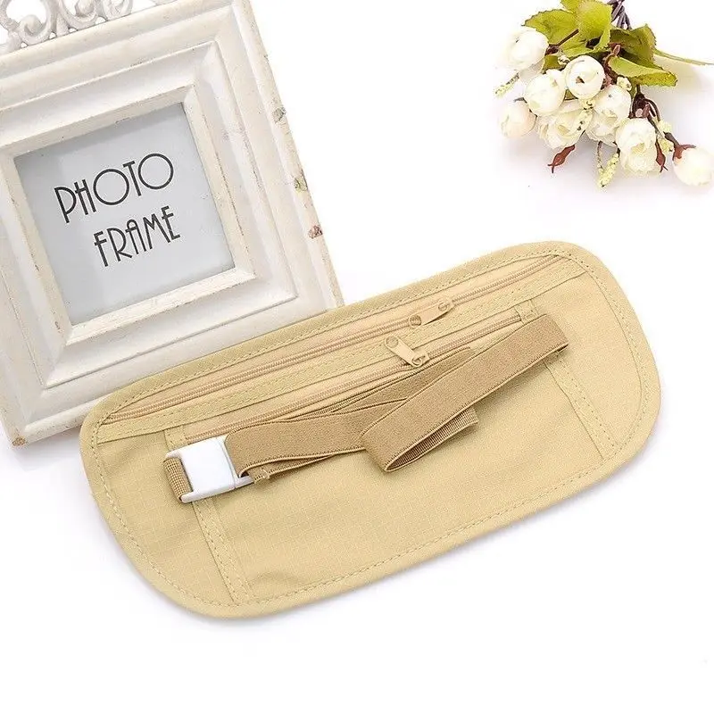 

New Travel Waist Pouch for Passport Money Belt Bag Hidden Security Wallet Black Khaki