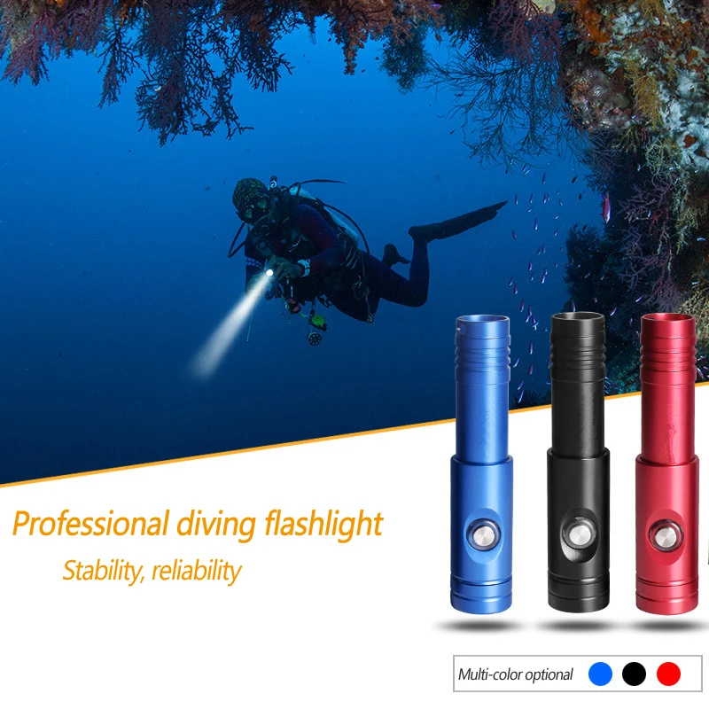 Professional Scuba Diving Flashlight 18650 Powerful Dive Torch U4 Charging Long-range Button Underwater Waterproof Searchlight