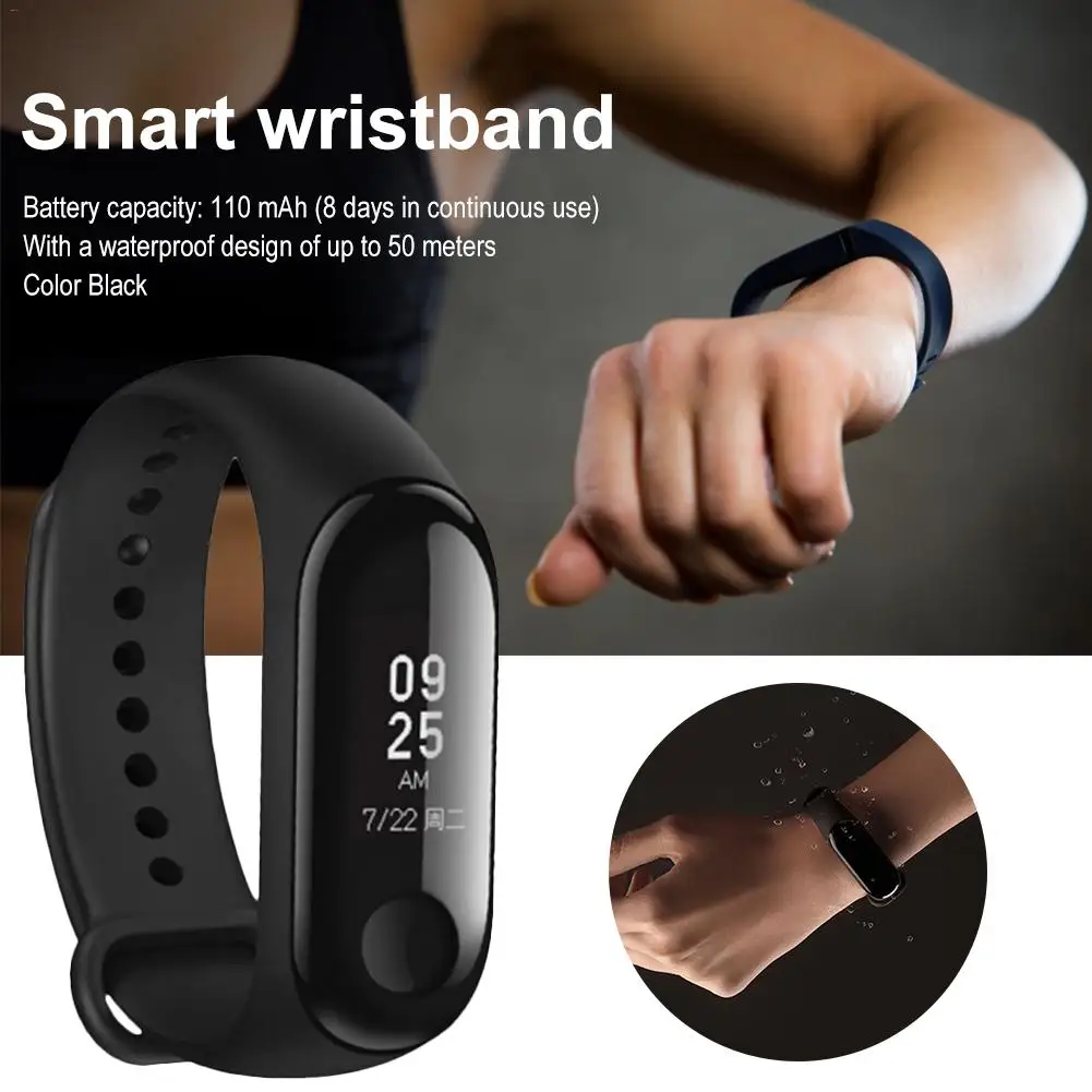 

Waterproof Smart Sports Watch Men And Women Running Heart Rate Counting Step Bracelet MI3 Heart Rate Tracker
