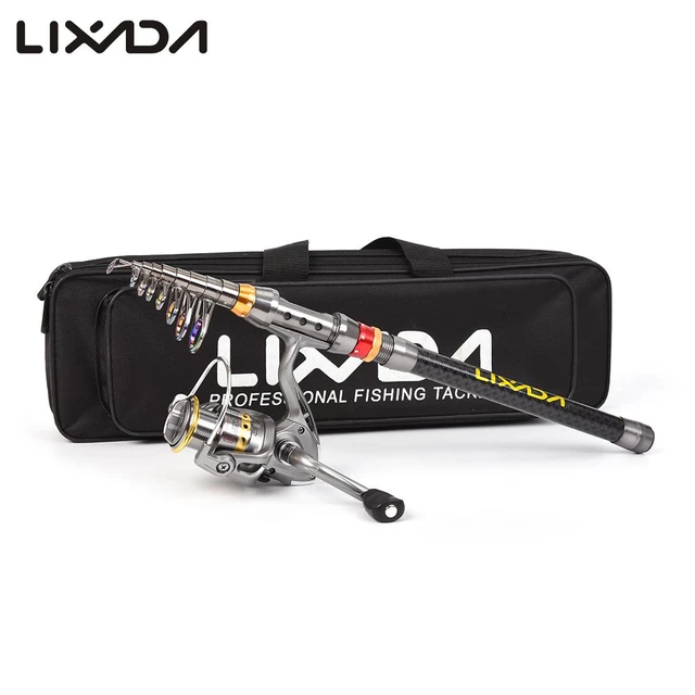 Lixada Telescopic Fishing Rod Reel Combo Full Kit Carbon Fiber Rod Pole  Spinning Reel Fishing Bag