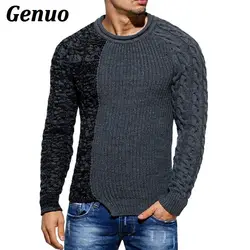 Genuo Men Sweaters 2018 Pullover New Autumn Warm High-Quality Patchwork Sweaters Man Casual Knitwear Winter Men Black Sweatwer Genuo Men Sweaters 2018 Pullover New Autumn Warm High-Quality Patchwork Sweaters Man Casual Knitwear Winter Men Black Sweatwer