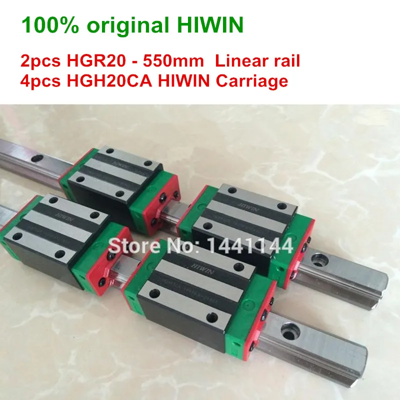HGR20 HIWIN линейный рельс: 2 шт. 100% оригинальный рельс HGR20-550 мм + 4 HGH20CA перевозки CNC