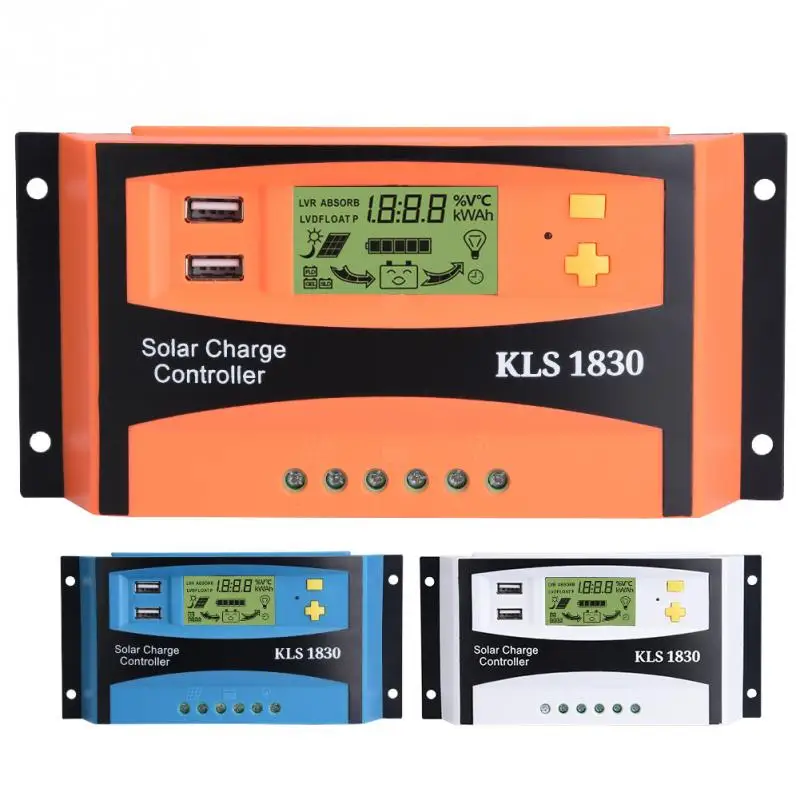 

Hot 12V 24V 30A PWM Dual USB Solar Panel Charge Controller Regulator LCD Display Solar Controller functional new hot
