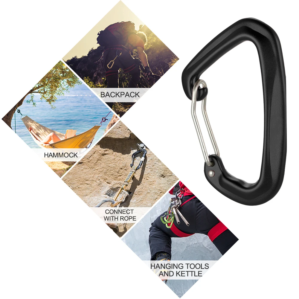 

Aluminum Survival Gear Camp Mountaineering Hook Lightweight Climbing Carabiner 28KN Carabiner Quick Clip Equipment Alloy D30