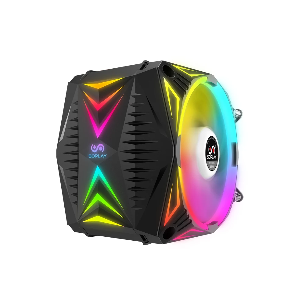 SOPLAY кулер для процессора RGB 4PIN PWM кулер для воды цветной чехол для компьютера Вентилятор Кулер Радиатор гидравлический подшипник поддержка 5 в RGB