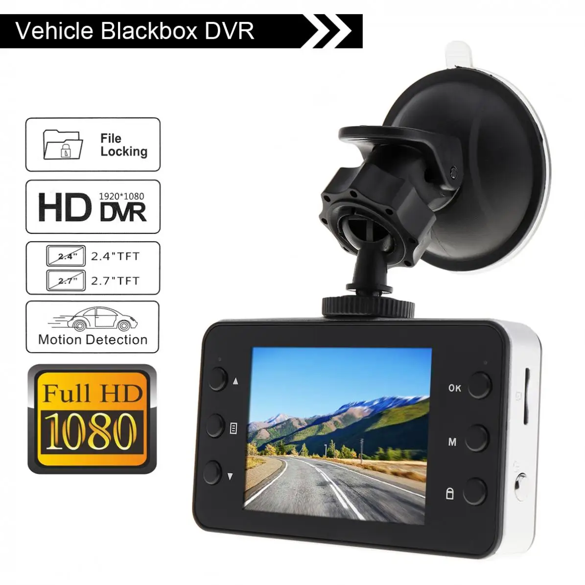 Универсальный 2,4 дюймов 1280x720 1080P HD Ночное видение Видеорегистраторы для автомобилей Камера видео Регистраторы Dash Cam g-сенсор