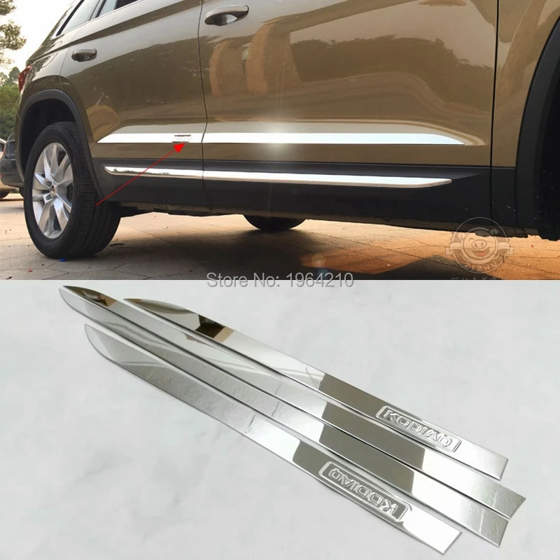 

MONTFORD Stainless Steel Side Door Body Trim Molding Protector Line Garnish Frames Trim 4Pcs/set For Skoda Kodiaq 2017 2018 2019