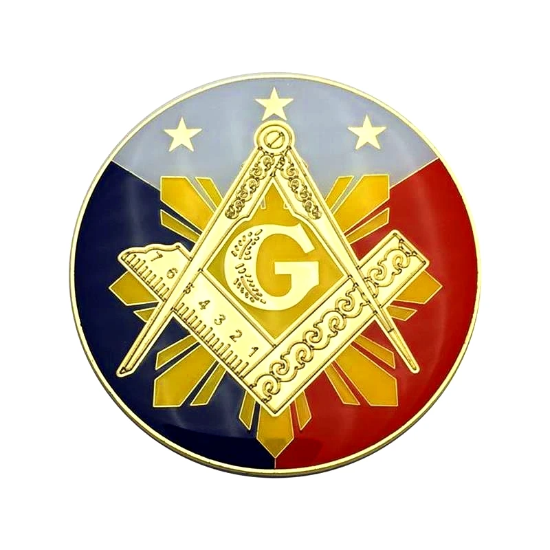 Masonic Chrome Auto Emblem Square Compass With Detail Freemason
