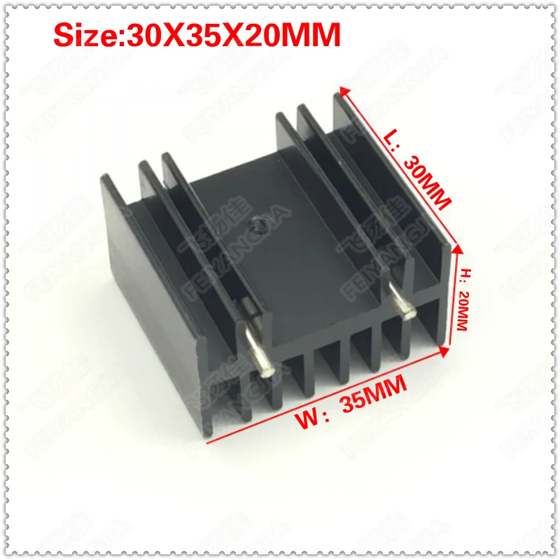 

(Free Shipping) 5 pcs TO-220 aluminum heat sink / MOS tube heat sink / triode heat sink 30X35X20MM black double needle