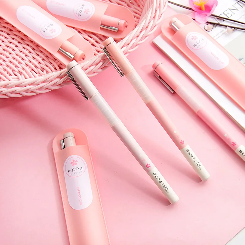 

1PC Cute Pens Creative Gel Pens With Pencil Case Lovely Neutral Pens For Girls Gifts School Office Supplies Stationery