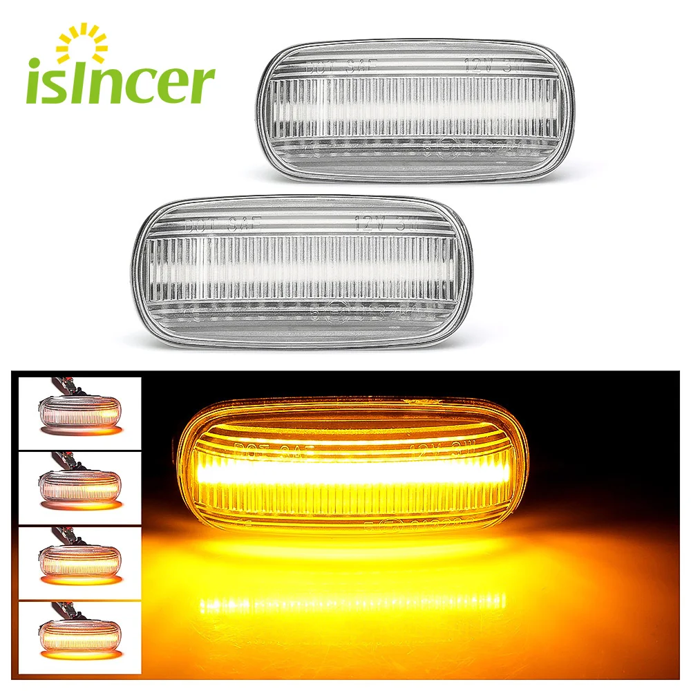 2 Pieces Dynamic Flowing LED Side Marker Signal Light Amber Smoke LED