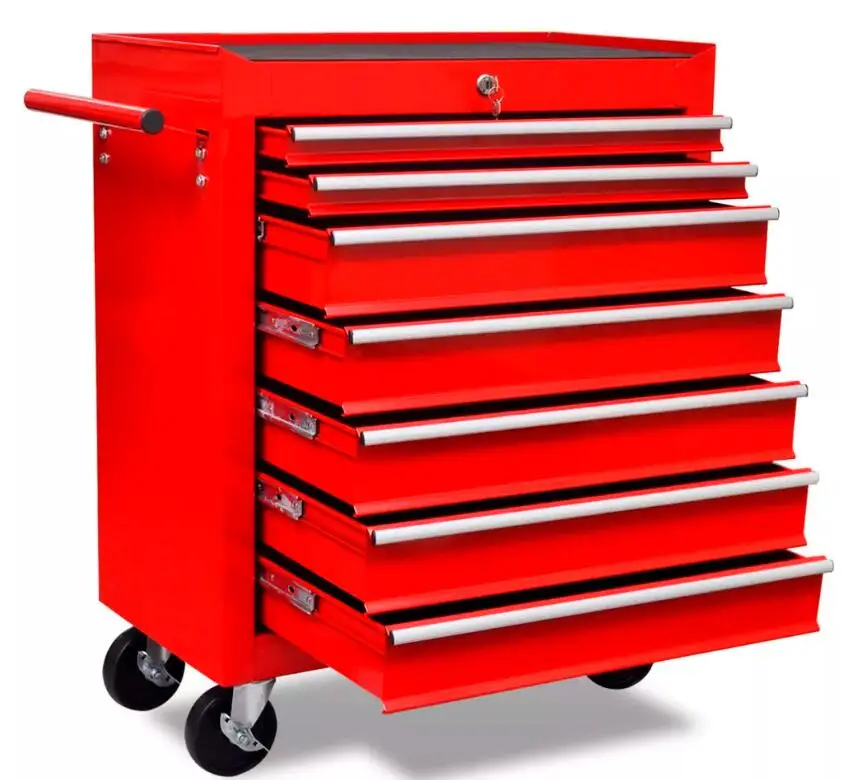 

VidaXL 7Tier Shelf Heavy Workshop Garage DIY Tool Storage Trolley Wheel Cart Tray Capacity For Holding Heavy Equipment