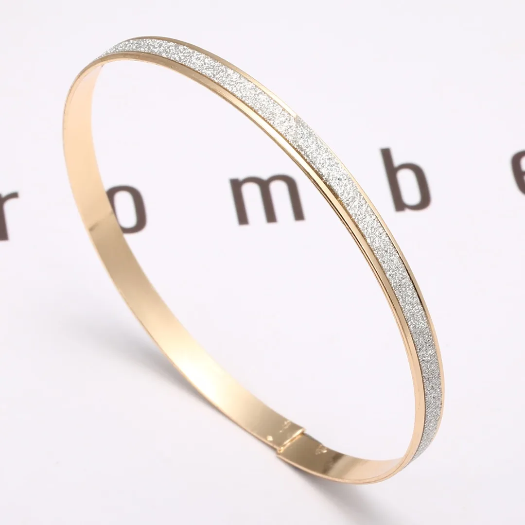 

Women Men Simple Style Scrub Bangle Bracelet Wedding Jewelry Gift Shellhard Silver Gold Stainless Steel Love Bracelet For Couple
