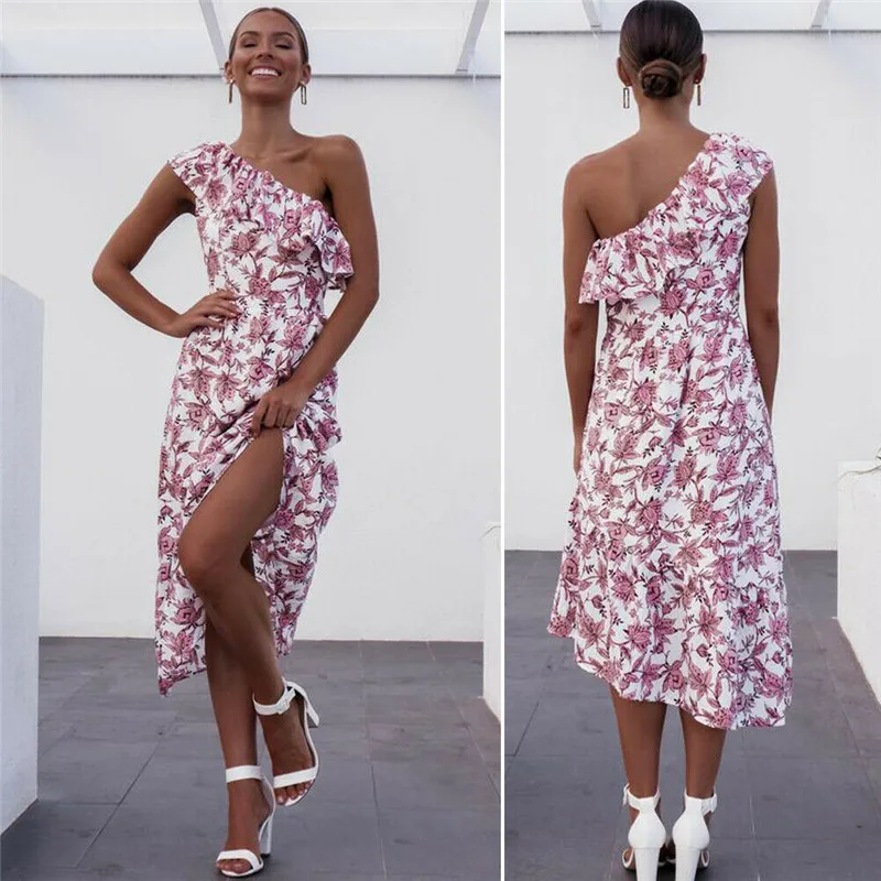 Dresses Woman Party Night Womens One Shoulder Chiffon Long Maxi Ladies Party Evening Beach Casual Dress 2019 Summer Dress Dresses Woman Party Night Womens One Shoulder Chiffon Long Maxi Ladies Party Evening Beach Casual Dress 2019 Summer Dress
