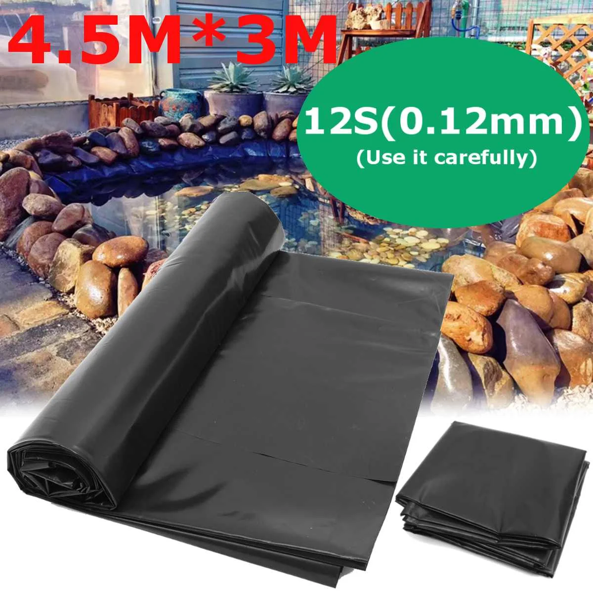 

4.5X3M Fish Pond Liner Cloth Home Garden Pool Reinforced HDPE Heavy Landscaping Pool Pond Waterproof Liner Cloth Black