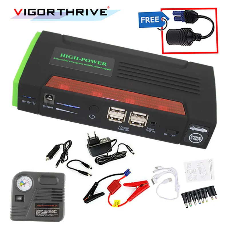 Car power bank 12V Mini Emergency Muti-function Portable battery charger jump starter Booster with pump External Rechargeable | Автомобили