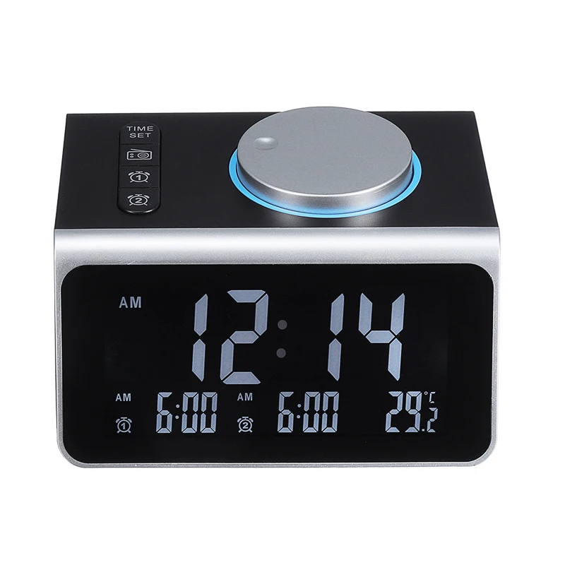 Digital FM Radio Alarm Clock Knob Control Dual Alarm USB ...