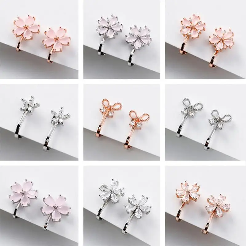 

Mini Earring Ear Clip Button Heart Without Hole Simple Bow FlowerMinimalist Women Silver Metal Buckle Fake Piercing Ear Clip