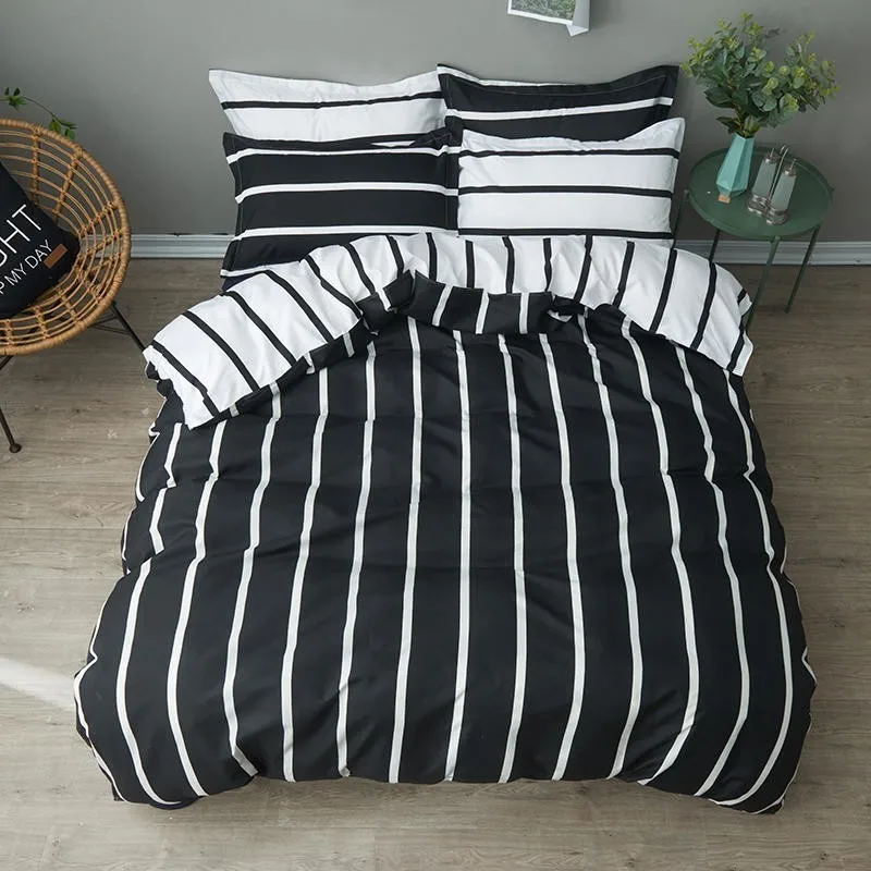 Black And White Bedding Set With 2 4Pcs Full Bed Sheet Duvet Cover Twin