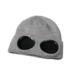 Осень и зима плюс бархатная Толстая вязаная шапка Корейская версия уличная теплая хип-хоп очки шапка личность сохраняет тепло
