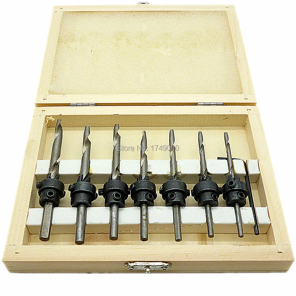 Countersink Drill Bit 22pcs Set Wood Drilling Stop Collars Hex Key HSS