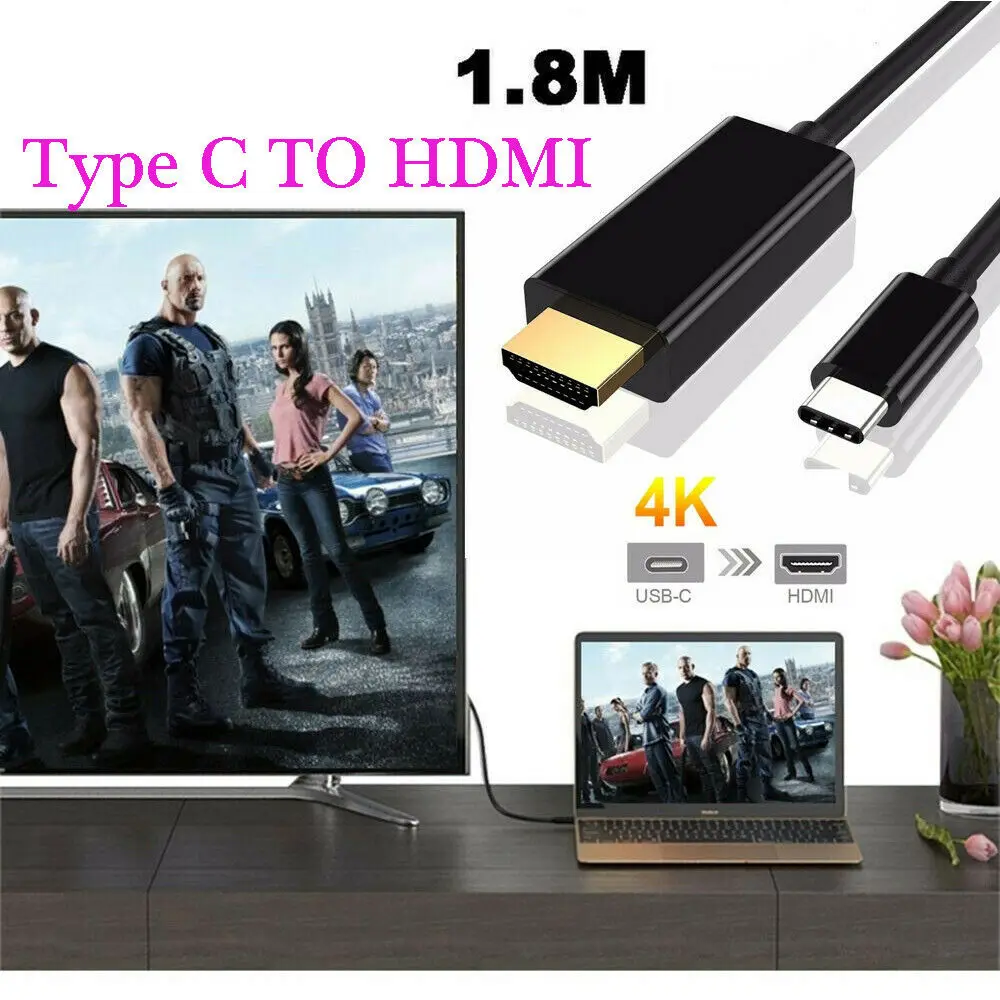

Hot 2019 Type C USB-C to HDMI 6 FT USB 3.1 Adapter For Samsung Tablet Mobile Phones